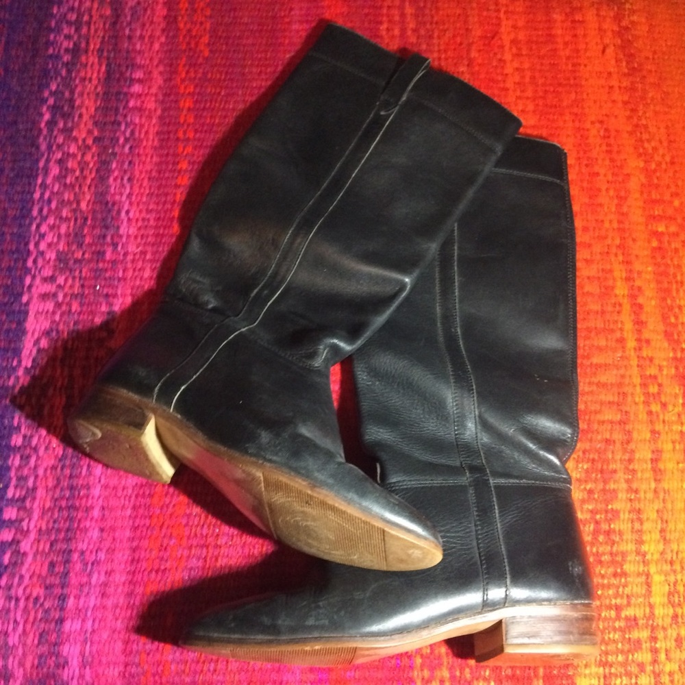 Black Leather Knee High Boots